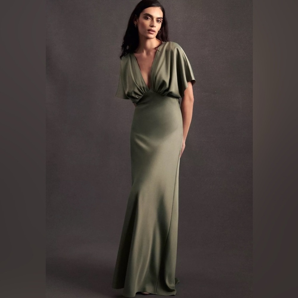 BHLDN Olive Green Midi Dress